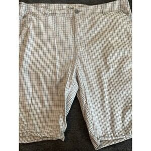 Kenneth Cole New York Mens Plaid Flat Front Cotton Outdoor Gray Chino Shorts 36